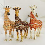 Hand Painted Trinket Box for Home Decor Accents, Enamel Hinged Jewelry Box for Bookshelf Office Table Desk Decoration, Classical Figurine Collectible Keepsake Animal Sculptures (Giraffe-Yellow)