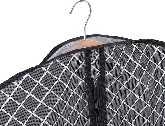 Univivi 60 Inch Lightweight Garment Bag for Hanging Clothes, Full Zipper Dress Bags for Gowns Dress Cover with Clear Window and ID Card Holder for Suits, Long Dress, Coats, 10 Pack, Black