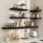 Acovy 36 Inch Floating Shelves, 36"x9.25"x1.5" Inch Deep Floating Shelves for Wall, Wooden Shelves for Bathroom, Bedroom, Living Room, Black, 2 Pieces