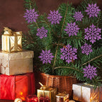 36pcs Christmas Light Purple Snowflake Ornaments，Plastic Light Purple Snow Flakes Hanging Ornaments for Christmas Tree Decor Winter Wonderland Frozen Birthday Party Holiday Home Decor Craft Snowflake