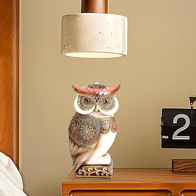 Owl Statue for Home Decor Accents, Shelf Bookshelf Table Office Living Room Decor Owl Figurine, Ideal Gifts for Bird Lovers, Antique Golden Color
