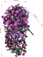 Artificial Fake Hanging Flowers Plants for Outdoor Spring Summer Decoration, 2PCS Faux Silk Daisy Flower Look Real UV Resistant Orchid Vine for Home Outside Garden Wall Indoor(Dark Purple and Fuchsia)