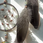 Dream Catchers for Adults with Luminous Beads Dream Catcher with 7 Chakra Handmade Wall Decor with Native Feather Hanging Ornament for Bedroom Brown