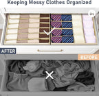 DIMJ Sock Organizer Drawer Organizer - Closet Organization and Storage, Underwear Drawer Organizer for Storing Socks, Handkerchiefs, Ties, Belts, Beige