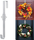 Wreath Hangers for Front Door,15" Sturdy Metal Wreath Doors Hangers,Over The Door Hooks for Front Porch Decor,Garland Hooks Holders for Halloween Christmas Decorations (Silver Snowflakes, 2 Pack)