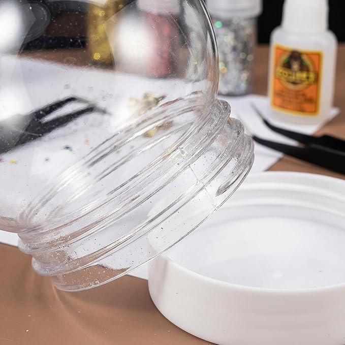36Pcs DIY Clear Plastic Water Globes Kit, Shatterproof Snow Globes for Bulk Summer Camp Crafts, Kids Pool Party Favors, Beach Souvenirs & Sensory Jars