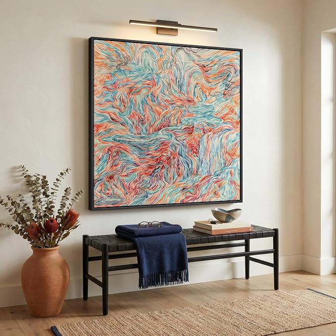 Extra Large Framed Colorful Abstract Wall Art for Living Room, Oversized Square Modern Canvas Prints Paintings, Minimalist Multicolor Big Pictures for Bedroom Dining Hallway Office Wall Decor 40x40 In