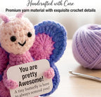 SecretCastle Positive Crochet Butterfly AnimalsEmotional Support Crochet Doll Desk Decor Pickle Gifts Emotional Support Plush for Women Girls Men Mom