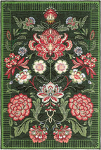 GarveeHome Forest Green Floral 2x3 Door Mat Indoor Rugs for Entryway Small Vintage Boho Cottage Washable Non-Slip Low-Pile Rug for Bedroom Kitchen Bathroom Entrance