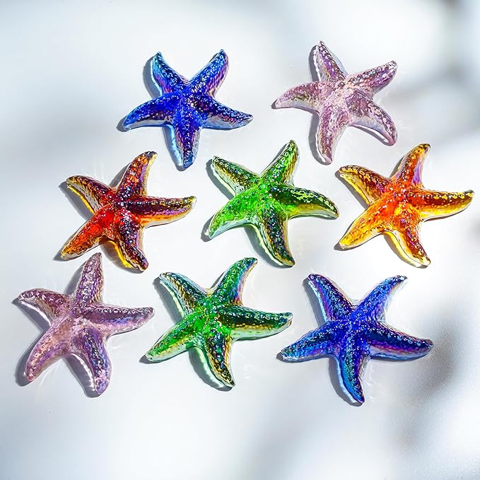 H&D HYALINE & DORA Glass Starfish Green Handmade Glass Sea Animal Figurine Mini Starfish Collectible Ornament for Beach Decor