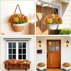 16 Bundles Artificial Fall Flowers for Outdoor Realistic Faux Flower Garden Home Decoration, Hanging Autumn Fall Decor Daisy with Eucalyptus Leaves Fake Plants Greenery Porch Patio Front Door Decors
