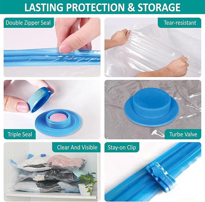 Cozy Essential Travel Vacuum Storage Bags with Rechargeable Cordless Electric Pump, Space Saver Bags for Luggage, Suitcase, Carry-On, for Clothes, Blankets, Comforters, Pillows, 30 Combo
