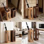 Umbrella Stand with Removable Plastic Drip Tray, Spacious Storage Bucket, for Home Entryway Decoration and Hotel Lobbies, Features a Solid Wood Umbrella Bucket, Acrylic Frame(Brown)