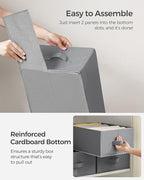 SONGMICS Set of 4 Large Size Wardrobe Clothes Organizers, 6-Compartment Foldable Drawer Organizers with Handles, 16.5 x 11.8 x 6.7 Inches, for Pants, Sweaters, Jeans, Dove Gray URUS009G04