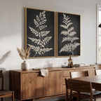 Large Framed Vintage Botanical Wall Art Set of 2, Black Neutral Retro Leaf Canvas Paintings Prints, Rustic Minimalist Modern Farmhouse Pictures for Living Room Bedroom Office Wall Decor, 24x36 Inch