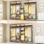 Ulif F4R Heavy Duty Clothes Rack（With Lockable Wheels ） Rolling Clothing Racks for Hanging Clothes，Adjustable Closet Organizer System，Portable Garment Rack 45"W x 15.8"D x 73.5"H，Max Load 650LBS，Black