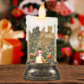 GenSwin Christmas Snow Globe Candle, Swirling Glittering Candle with Timer, Music, Snowman and Kids Scene, Winter Snow Shaped Lantern, USB/Battery Operated Candles for Christmas Decor