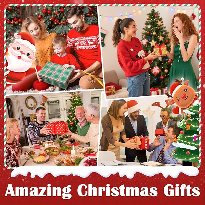 Christmas Tree Snow Globe Christmas Decorations Indoor Gifts Auto Snowfall Glitter Music Collection Teddy Bear Gift Box with 6H Timer USB/Battery Powered 105mm Globe