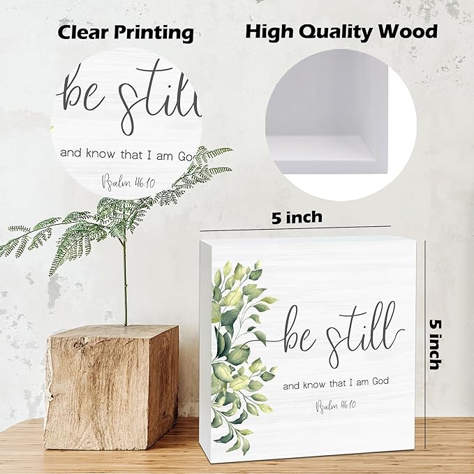 Farmhouse Decor, Christian God Home Decorations, Aesthetic Entry Way Table Shelf Wood Box Decor, Living Room Table Accessories, Boho Office Decorations For Work (01)