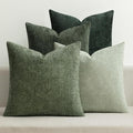 MIULEE Pack of 4 Couch Throw Pillow Covers 22x22 Inch Green Soft Decorative Chenille Pillow Covers Farmhouse Accent Cushion Covers for Boho Spring Home Decor Sofa Bedroom Living Room