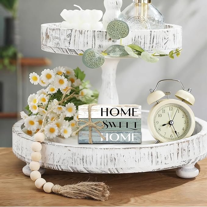 Mini Decorative Books for Home Decor, Small Wood Book Stack for Table Decor, Home Sweet Home Decor Books for Living Room Bookshelf, Farmhouse Stacked Books Decor（L36）
