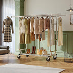 Raybee Clothes Rack Load 630LBS, Heavy Duty Clothes Rack, Rolling Clothing Racks for Hanging Clothes with Wheels, Adjustable & Commercial Garment Rack, 22" D x 75" W x 68" H