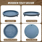 Handmade 12 Inch Decorative Tray, Small Beaded Tray Coffee Table Decor, Blue Decorative Display Risers for Coffee Table, Dining Room Entryway and Living Room