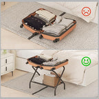 Luggage Rack for Guest Room, Folding Suitcase Stand with Shoe Shelf, Steel Portable Luggage Stand Bedroom, Hotel, Easy Assembly, Hold up to 110 lb, Black