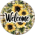 Welcome Sunflower Metal Tin Sign Vintage Round Sign Aluminum Sign for Cafe Kitchen Porch Window Home Wall Decor 12 Inch