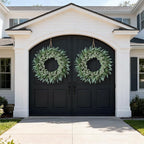 32'' Eucalyptus and Babys Breath Flowers Wreath for Front Door - Large Artificial Greenery Outdoor Wreath for Porch,Window,Farmhouse,Home,Hanging Decor- Spring, Summer, All Seasons (Green-White)