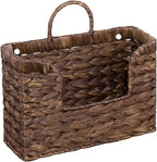PINXIURY Magazine Holder Wall Basket Water Hyacinth Woven Mail Organizer, Wicker Wall Hanging Baskets for Magazines, Letters & Storage Decorative Mail Holder, Magazine Rack, Hanging Basket, Coffee