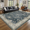 Lessymo 9x12 Area Rugs for Living Room, Large Stain Resistance Washable Rug for Bedroom Dining Home Office, Soft Non-Slip Vintage Floral Oushak Carpet, Boho Moody Farmhouse Decor, Black Brown