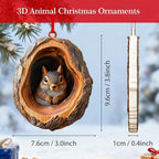 Forest Animal Christmas Ornaments, Valentines Day Gifts for Him Her, Funny Forest Animal Ornaments for Christmas Tree, 3D Resin Squirrel Ornaments Hanging for Animal Lovers & Easter Basket Stuffers