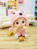 Cute BJD Blind Box,2 Random Poseable Dolls with Handmade Outfits & Crochet Hats,Birthday Gift for Girls,Surprise Mystery Box-Puff Bear Series