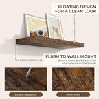 RICHFOCUS 28Inch Floating Shelves for Wall 2 Pack Shelves for Bedroom|Kitchen|Bathroom|Laundry Room Rustic Wood Wall Mounted Shelf with Invisible Brackets for Books|Storage|Decor, Rustic Brown