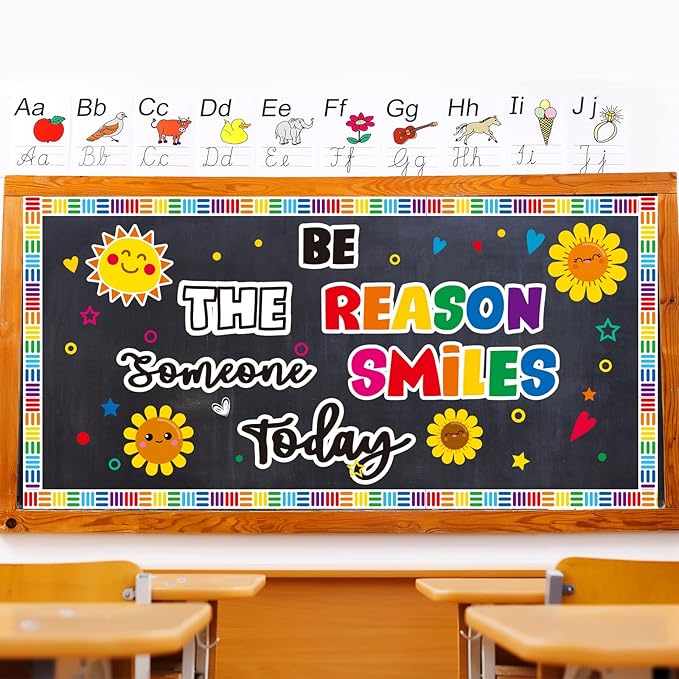 Classroom Bulletin Board Decoration Set Welcome Banner Wall Door Decor Colorful Classroom Decorations for Kindergarten Preschool Elementary Middle School(Be The Reason Someone Smile Today)