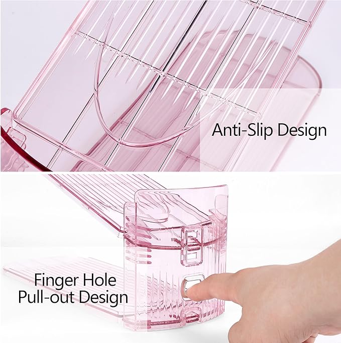 Yes!Fresh Shoe Slot Organizer, Boutique Display Style Shoe Stacker for A Pair of Shoes, Separable Shoe Rack for Closet Organization, 3 Adjustable Narrow Shoe Rack (Pink, 8 Pack)