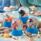 Ocean Snow Globes Craft Kit - 8 Set DIY Plastic Snow Globe Craft with Mini Resin Fish Animal, Make Your Own Party Favor Decor with Glitter for Art Activity (Under The Sea)