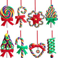 Codree 8 Pcs Rainbow Candy Cane Lollipop Ornaments - Hanging Polymer Clay Decorations for Christmas Tree, Xmas Party