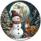 Christmas Snowman Tin Sign Vintage Round Metal Sign Wall Decor for Garage Home Living Room Bar Cafe Yard 12×12 Inch