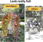 Artificial Hanging Flowers for Outdoors, 8 Pcs Fake Plant for Spring Summer Decoration, UV Resistant Realistic Silk Faux Flowers Outside Indoor Planter Porch Patio Balcony Yard Decor