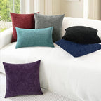 CaliTime Throw Pillow Covers Decorative 16 X 16 Inches Pack of 2 Cozy Chenille Cushion Cases for Couch Sofa Bed Living Room Home Plum Purple