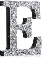 Qunclay 12'' Silver Crystal Diamond Bling Letters Crushed Diamond Decoration Wooden Glitter Letter with Screw and Hooks Rhinestone Gift for Wedding Y2k Mcbling Bedroom Wall Decor (Letter E)