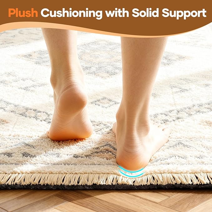 Veken Non Slip Cushioned Rug Pad Gripper 9 x 12 Ft, Felt and Silicone Backing, 1/8 inch Thick Carpet Liner for Hardwood Floors and Finishes, Under Area Rugs Anti Skid Mat, Keep Rugs Safe and in Place