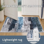 Ciicool Modern Abstract Rug for Living Room, 10'x14' Machine Washable Area Rug Non-Slip Rug, Low-Pile Contemporary Indoor Dining Floor Carpet for Bedroom Office Under Table Home Decor Navy Grey