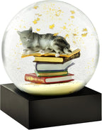 CoolSnowGlobes Cat on Books Cool Snow Globe