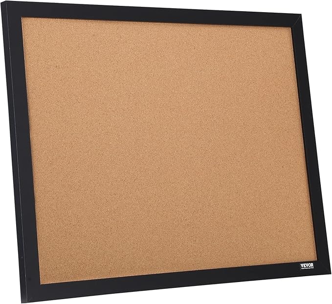 VEVOR 24 x 36 Cork Board, Large Bulletin Board with Black MDF Frame, Wall Mounted Pin Board for Office, School and Home Decor, Hanging Message Board for Pictures and Notes, 10 Push Pins Included