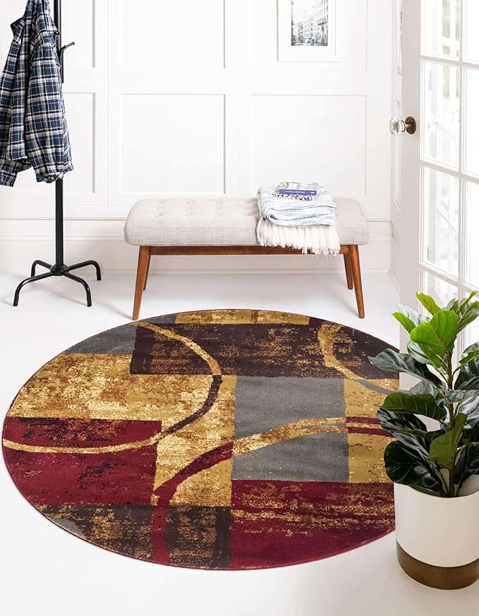 Unique Loom Barista Collection Area Rug - Kouillou (10' Round, Multi/Brown)