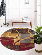 Unique Loom Barista Collection Area Rug - Kouillou (10' Round, Multi/Brown)