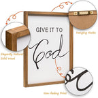Set of 3 Framed Farmhouse Give it to God and Go to Sleep Signs 11x14” Above Bed Wall Decors for Bedroom Wood Signs (11x14 inches, Brown)